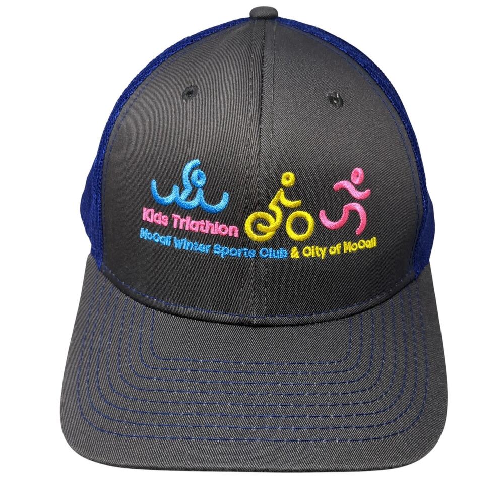 Kids Triathion Snapback Trucker Hat Multi One Size Adjustable Mesh Back NV Caps